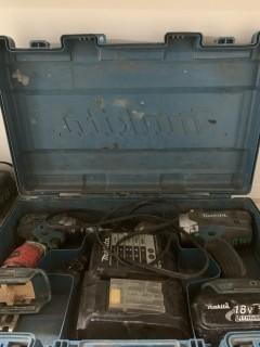 18 Volt Makita Drill, 18 Volt Makita Impact, W/ (1) Battery And Charger, In Case.