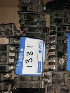 Assortment Of Circuit Breakers, (11) 15A Sylvania, (1) GFI 15A Federal.