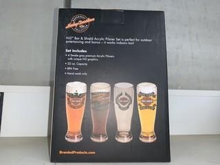New Harley Davidson 4 Pack Glass Set.