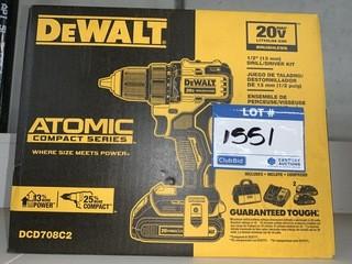 New DeWalt 20 Volt 1/2" Drill, Includes Charger/2 Battery's.