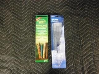 Coghlans Mosquito Sticks, Rain Gauge, Gallagher Wood Post Claw Insulator
