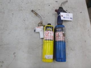(2) Bernzomatic Propane Cylinders w/ Torch Heads