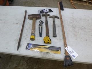 Qty Of Assorted Hand Tools Includes: Security L-Key Set, Hammers, Pry Bar, Flange Scraper, Snow Brush And Tape Measure