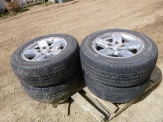 (4) Used Goodyear Wrangler Tires, Size P265/60R18 c/w Dodge Rims, 90% Wear *NOTE: 1 Rim Damaged* (WR5-23)