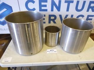 (3) Assorted Vollrath Stainless Steel Pots w/ Drain Holes