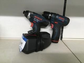 12 Volt Bosch Drill/impact/Charger/2 Batteries.