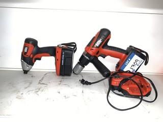 Black N Decker Set, 18 Volt Drill/Impact/Charger/2 Batteries.