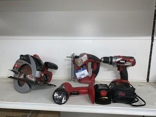Skil 18 Volt Set, Flashlight/SkillSaw/Drill/1 Battery/1 Charger.