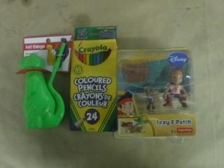 Crayola Coloured Pencils, Disney's Jake & The Neverland Pirates Toys, Kid Things Sip-A-Saurus & Assorted Kids Toys