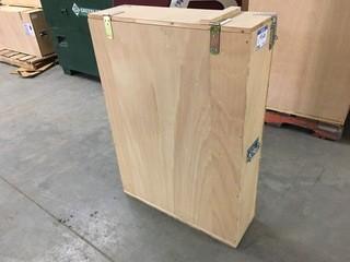 (1) Lockable Wooden Box, Outer Dimensions - 9" D, 29" W, 41" T.