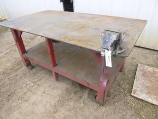 Metal Work Bench c/w 5" Record Vice, 86" x 48 3/4" x 37" (NF-14)