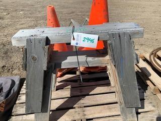 (2) Small Wooden Sawhorses