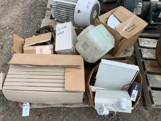 Assorted Lighting, Rubber Trim, Bucket Lids & Hardware.