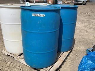 (2) Blue 50 Gallon Barrels.