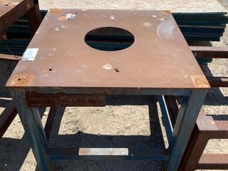 Steel Work Table, Centre Hole Cutout, 3' x 3' x 31"H.