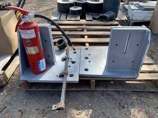 (2) Metal Brackets, Mud Flap Bracket and Fire Extinguisher.