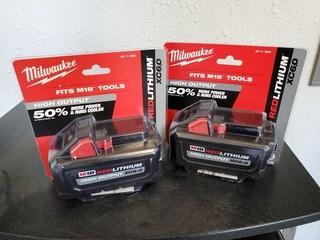 (2) Milwaukee Red Lithium XC60 Batteries