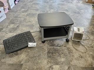 (1) Space Heater, (1) Fan And (1) 20in X 17in X 14in Portable Cart