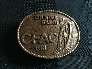 1981 CFAC Country Radio Belt Buckle.