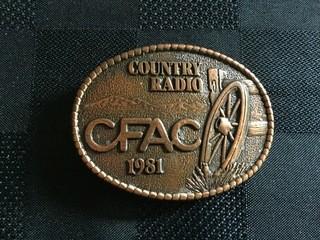 1981 CFAC Country Radio Belt Buckle.