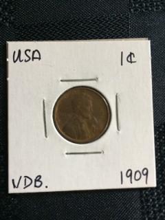1909 Vdb US Wheat 1 Cent
