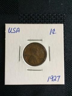 1927 US Wheat 1 Cent 