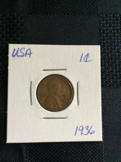 1936 US Wheat 1 Cent
