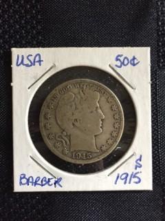 1915s US Barber 1/2 Dollar
