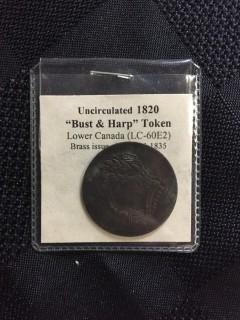 1820 Bust & Harp W/COA