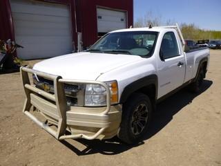 2013 Chevrolet Silverado 4X4 Pickup C/w A/T, V8, Headache Rack, Storage Cabinet And Slip Tank. Showing 212,078kms. VIN 1GCNKPE06DZ364331. *Note: Damage On Tail Gate, Missing Driver Side Rear View Mirror*