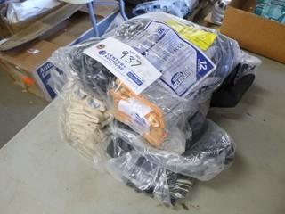 Qty Of (12) Pairs Of Size XL Nitrile Coated Gloves, (12) Pairs Of Size Medium Work Gloves And Size Large Rubber Gloves