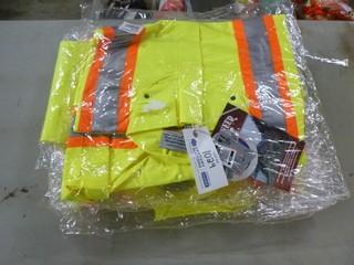 Qty Of (4) Pairs Of Size Medium High-Viz Jackets And (1) Size XS High-Viz Bibs