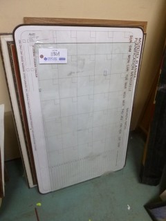 19 1/2in X 33 1/2in Glass, Monthly Planner, 28in X 35in Picture Frame, Corkboard And Misc Items