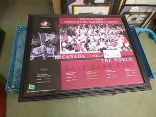 31in X 25in 2002 Canadian Womens Olympic Gold Medal Framed Picture