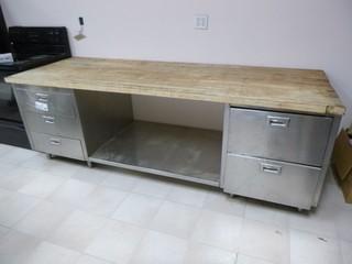 8ft X 34in X 34in Counter W/ Stainless Steel Drawers