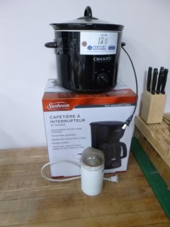 Crock Pot, Sunbeam 12-Cup Coffee Maker And Lancaster Coffee Grinder
