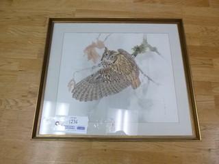 23in X 20in "The Owl" Water Color Picture