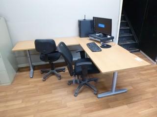 83in X 72in X 28in Desk C/w (2) Chairs *Note: Contents On Desk Not Included*