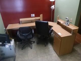 Office Desk C/w (2) Chairs And Lamp