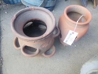 (2) Porcelain Pots