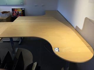 L-Shaped Desk, 63" x 59" x 31-1/2" H.