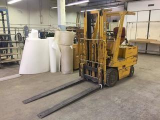 Toyota 3Q-2FBCA20 Electric 36V Forklift, Serial Number 302FBCA20-10030, c/w Fork Extensions, 3 Stage Mast & Charger. *Cannot Be Removed Until June 5 @ 5pm.