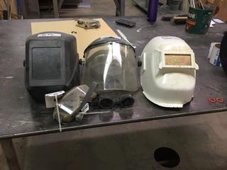 Lot of (3) Welding Helmets & (2) Goggles.