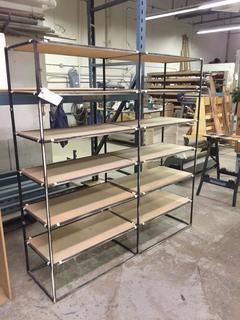 Metal & Wood Shelf, 64" x 66" x 17-1/2".