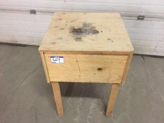 Small Wood Table, 2' x 2' x 3'.