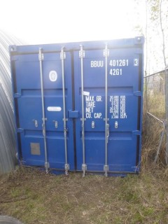 40ft Storage Container w/  Shelving*Note: Buyer Responsible For Load Out, Contents Not Included, Item Cannot Be Removed Until June 2nd Unless Mutually Agreed Upon*