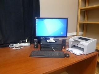Asus V5247 24in Monitor C/w HP Elite Desk 800 Tower, HP Laser Jet P1005 Printer, Mouse, Keyboard And Speakers *Note: No Hard Drive* 