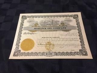 Mohawk Oil Company Stock Certificate.