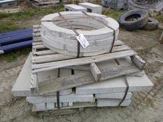 Qty Of Assorted Size Cement Pads And (4) Fireplace Stone Rings