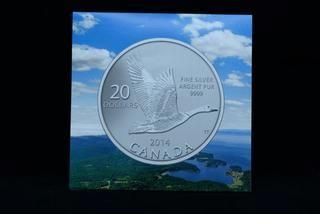 2014 Canada 20 Dollar .9999 Silver Flying Goose Coin.